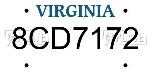 8CD7172 Virginia License Plate