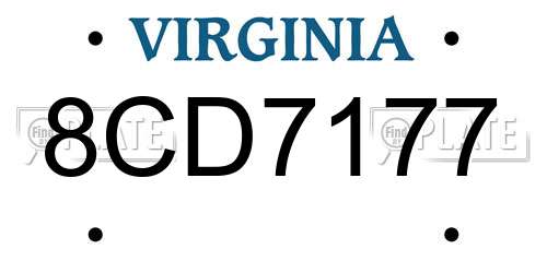 8CD7177 Virginia License Plate