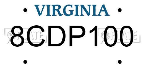8CDP100 Virginia License Plate