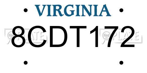 8CDT172 Virginia License Plate