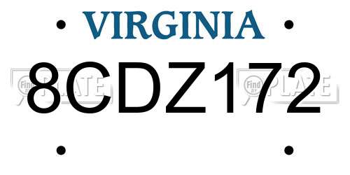 8CDZ172 Virginia License Plate