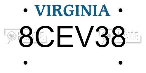 8CEV38 Virginia License Plate