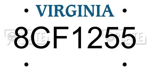 8CF1255 Virginia License Plate