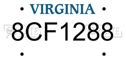 8CF1288 Virginia License Plate