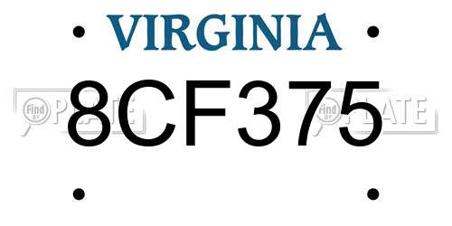 8CF375 Virginia License Plate