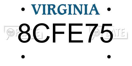 8CFE75 Virginia License Plate