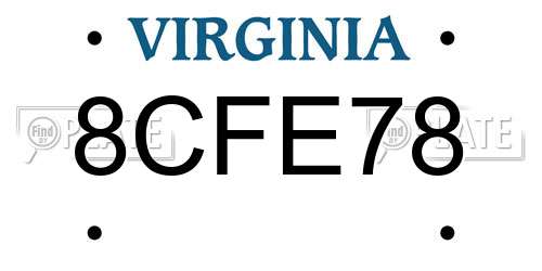 8CFE78 Virginia License Plate