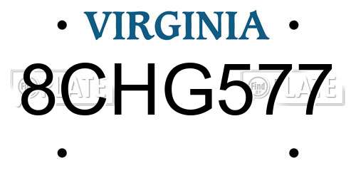 8CHG577 Virginia License Plate