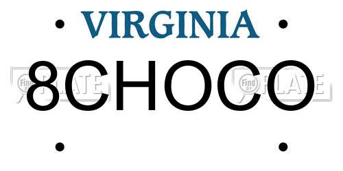 8CHOCO Virginia License Plate