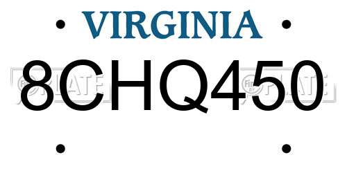 8CHQ450 Virginia License Plate