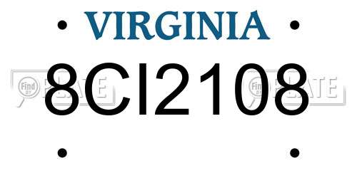 8CI2108 Virginia License Plate