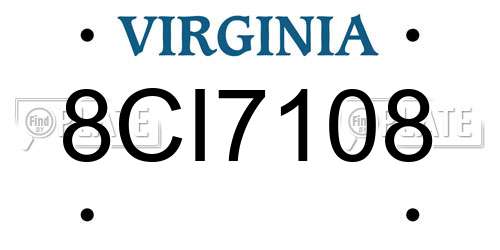 8CI7108 Virginia License Plate
