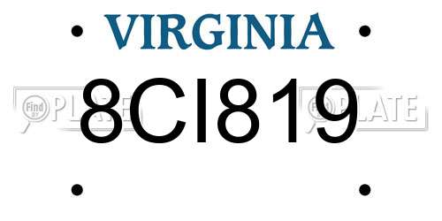 8CI819 Virginia License Plate