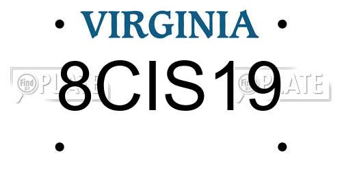 8CIS19 Virginia License Plate