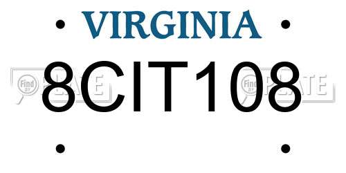 8CIT108 Virginia License Plate