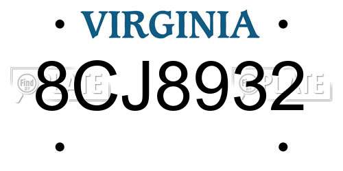 8CJ8932 Virginia License Plate