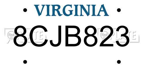 8CJB823 Virginia License Plate
