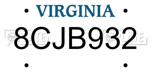 8CJB932 Virginia License Plate