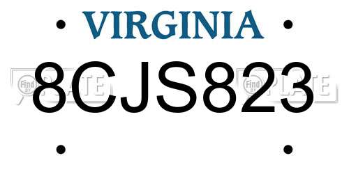 8CJS823 Virginia License Plate