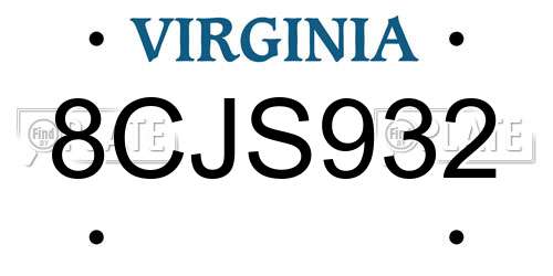 8CJS932 Virginia License Plate
