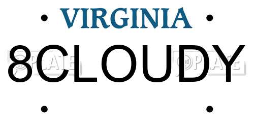 8CLOUDY Virginia License Plate