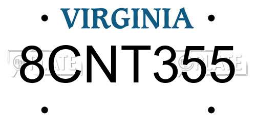 8CNT355 Virginia License Plate