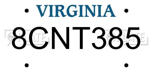 8CNT385 Virginia License Plate
