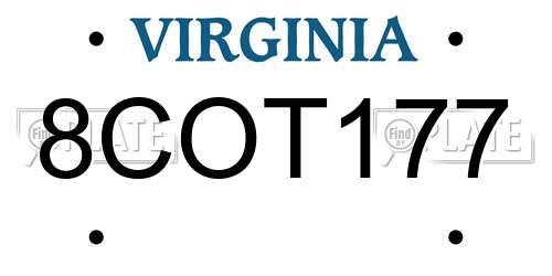 8COT177 Virginia License Plate