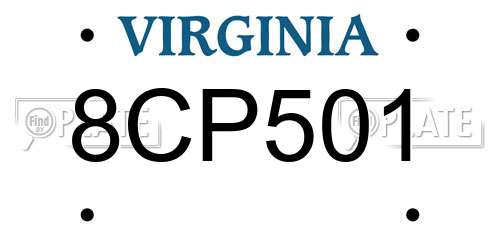 8CP501 Virginia License Plate