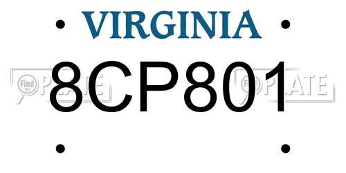 8CP801 Virginia License Plate