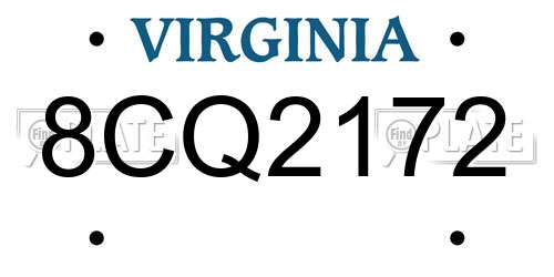 8CQ2172 Virginia License Plate