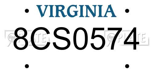 8CS0574 Virginia License Plate