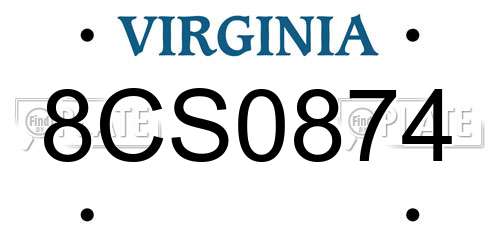 8CS0874 Virginia License Plate