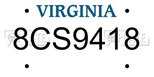 8CS9418 Virginia License Plate