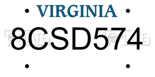 8CSD574 Virginia License Plate