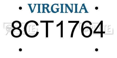 8CT1764 Virginia License Plate