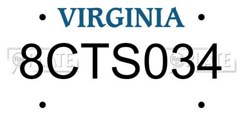 8CTS034 Virginia License Plate