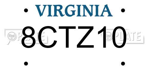 8CTZ10 Virginia License Plate