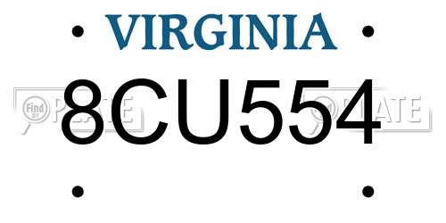 8CU554 Virginia License Plate
