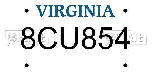 8CU854 Virginia License Plate