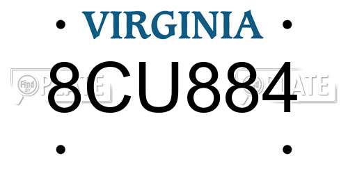 8CU884 Virginia License Plate
