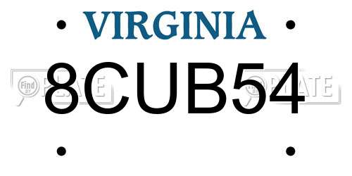 8CUB54 Virginia License Plate