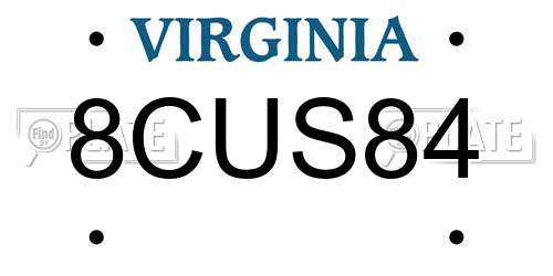 8CUS84 Virginia License Plate