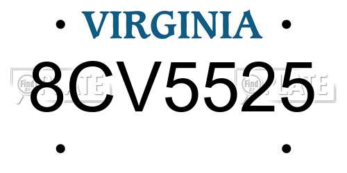 8CV5525 Virginia License Plate
