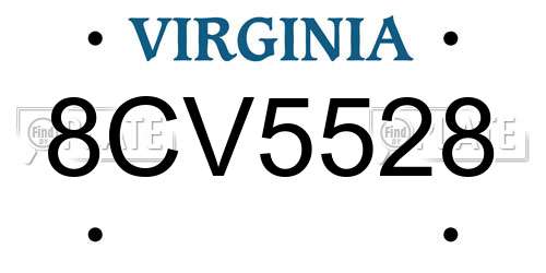 8CV5528 Virginia License Plate