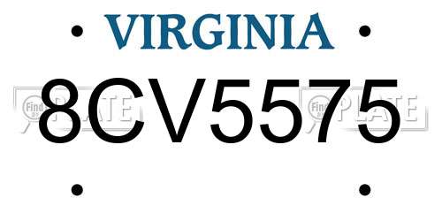 8CV5575 Virginia License Plate