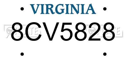 8CV5828 Virginia License Plate