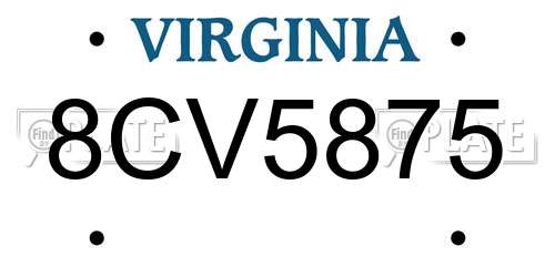 8CV5875 Virginia License Plate