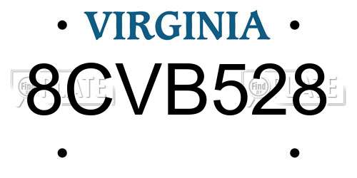 8CVB528 Virginia License Plate