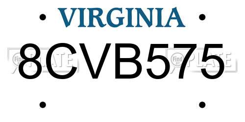 8CVB575 Virginia License Plate